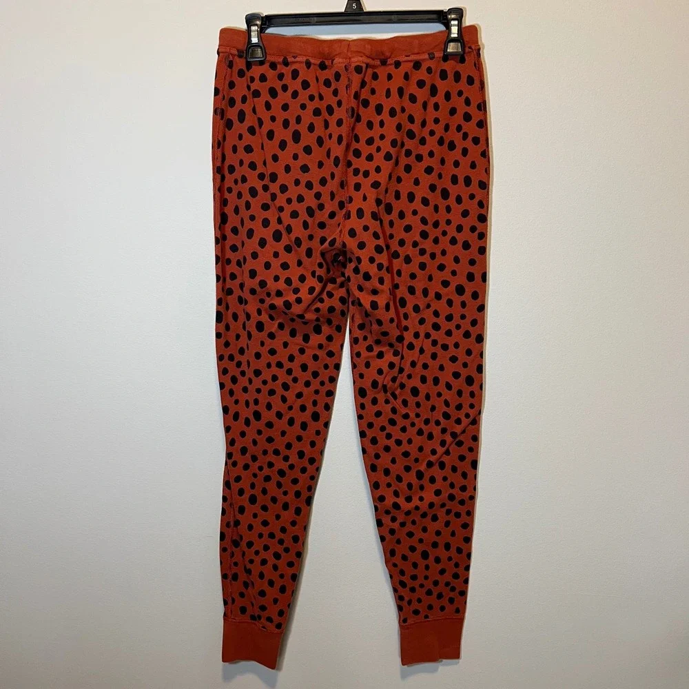 Hanna Andersson Pajama Set Womens L Top M Bottom Organic Cotton Polka Dot Rust